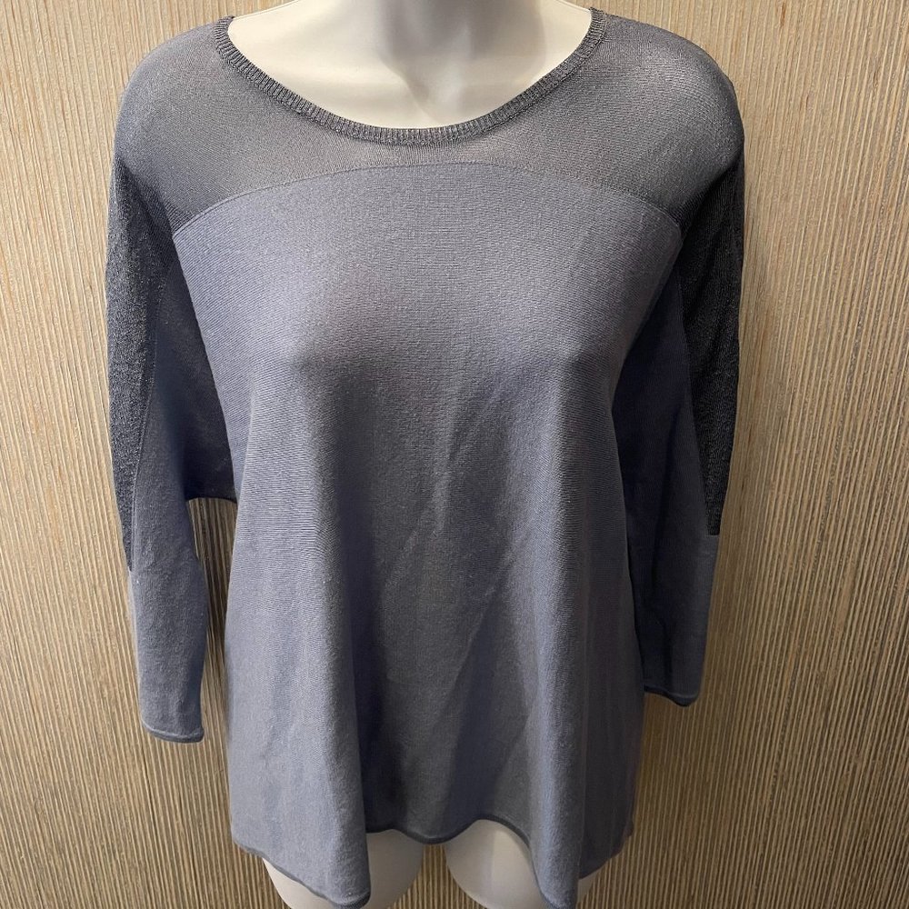 Maje light blue sweater with metallic/mesh detail